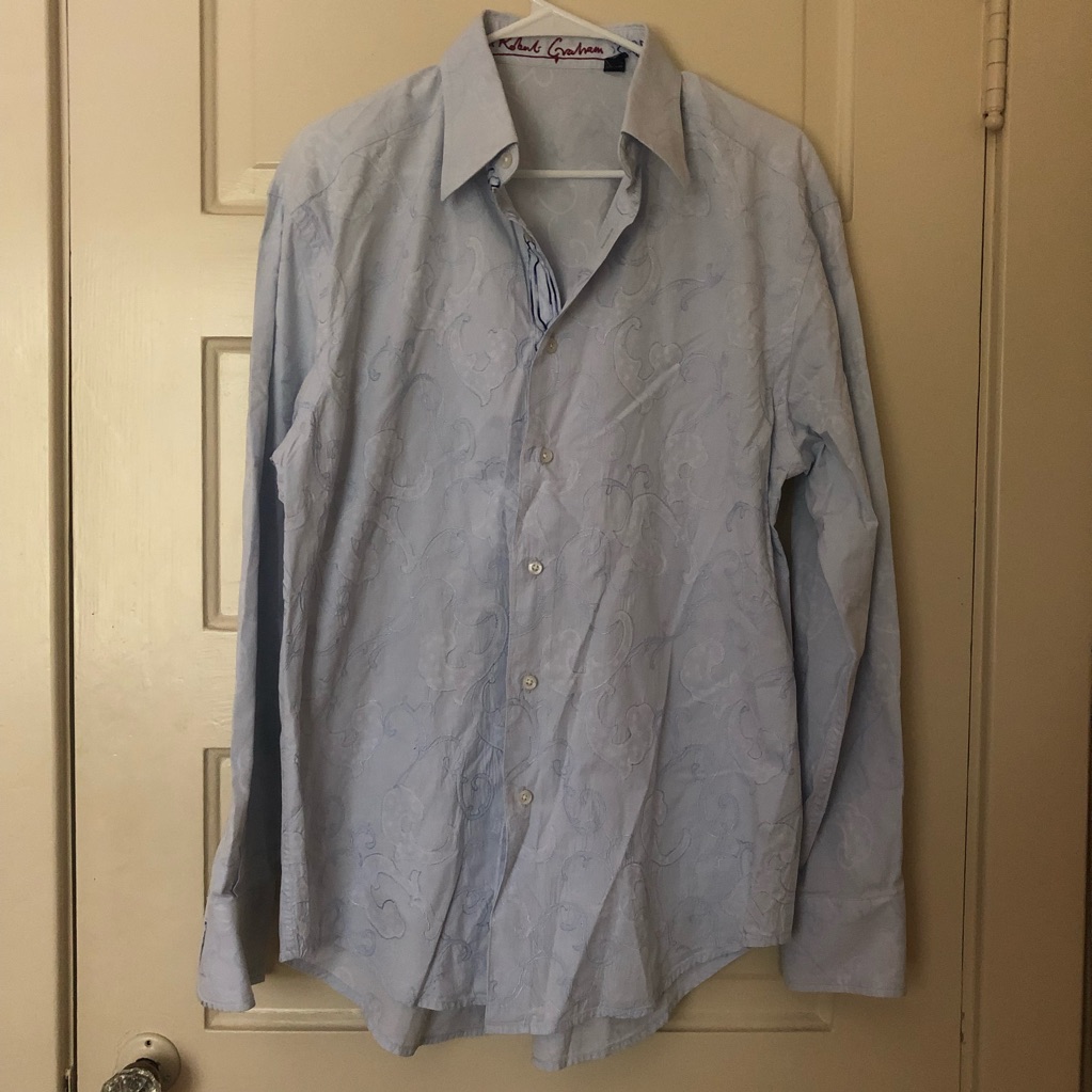Robert Graham Blue Embroidered Dress Shirt